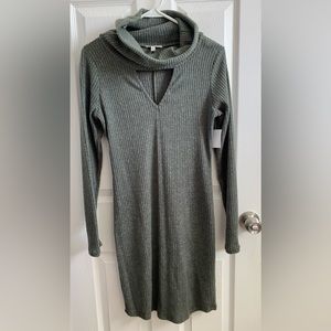 Charlotte Russe Long Sleeve Knit Turtleneck Dress Olive Green Size M NWT